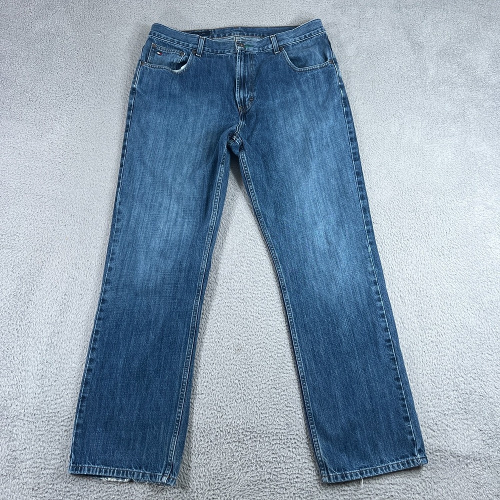 Tommy Hilfiger Freedom Jeans Mens 36x34 Medium Wash Straight Leg Relaxed Denim